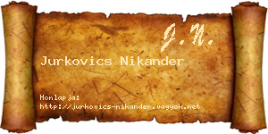 Jurkovics Nikander névjegykártya